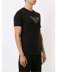 schwarzes bedrucktes T-Shirt mit einem Rundhalsausschnitt von Emporio Armani