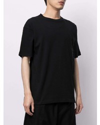 schwarzes bedrucktes T-Shirt mit einem Rundhalsausschnitt von Yohji Yamamoto