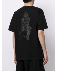 schwarzes bedrucktes T-Shirt mit einem Rundhalsausschnitt von Yohji Yamamoto