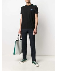 schwarzes bedrucktes T-Shirt mit einem Rundhalsausschnitt von Paul Smith