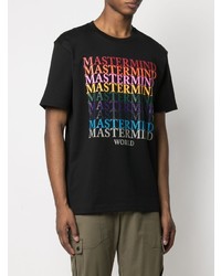 schwarzes bedrucktes T-Shirt mit einem Rundhalsausschnitt von Mastermind World