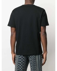 schwarzes bedrucktes T-Shirt mit einem Rundhalsausschnitt von Yohji Yamamoto