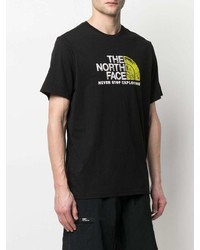 schwarzes bedrucktes T-Shirt mit einem Rundhalsausschnitt von The North Face