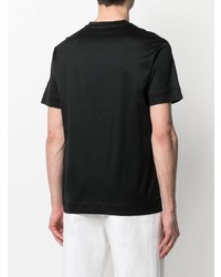 schwarzes bedrucktes T-Shirt mit einem Rundhalsausschnitt von Emporio Armani