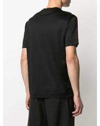 schwarzes bedrucktes T-Shirt mit einem Rundhalsausschnitt von Emporio Armani