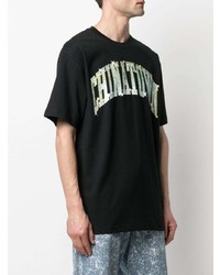 schwarzes bedrucktes T-Shirt mit einem Rundhalsausschnitt von Chinatown Market