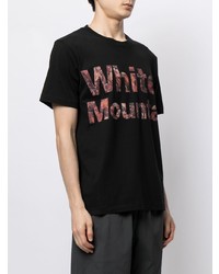 schwarzes bedrucktes T-Shirt mit einem Rundhalsausschnitt von White Mountaineering