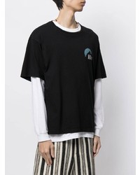 schwarzes bedrucktes T-Shirt mit einem Rundhalsausschnitt von Rhude