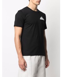 schwarzes bedrucktes T-Shirt mit einem Rundhalsausschnitt von White Mountaineering