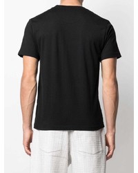 schwarzes bedrucktes T-Shirt mit einem Rundhalsausschnitt von White Mountaineering