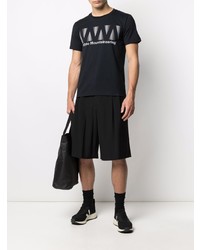 schwarzes bedrucktes T-Shirt mit einem Rundhalsausschnitt von White Mountaineering