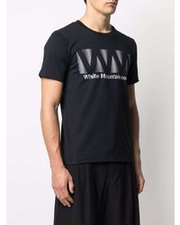 schwarzes bedrucktes T-Shirt mit einem Rundhalsausschnitt von White Mountaineering