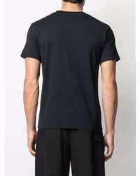 schwarzes bedrucktes T-Shirt mit einem Rundhalsausschnitt von White Mountaineering