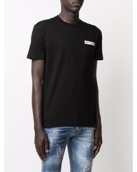 schwarzes bedrucktes T-Shirt mit einem Rundhalsausschnitt von DSQUARED2