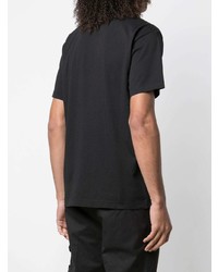 schwarzes bedrucktes T-Shirt mit einem Rundhalsausschnitt von Stone Island