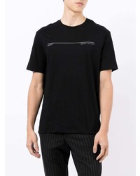 schwarzes bedrucktes T-Shirt mit einem Rundhalsausschnitt von Armani Exchange