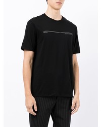 schwarzes bedrucktes T-Shirt mit einem Rundhalsausschnitt von Armani Exchange