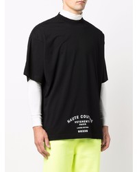 schwarzes bedrucktes T-Shirt mit einem Rundhalsausschnitt von Vetements