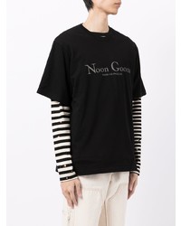 schwarzes bedrucktes T-Shirt mit einem Rundhalsausschnitt von Noon Goons