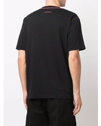 schwarzes bedrucktes T-Shirt mit einem Rundhalsausschnitt von Stone Island