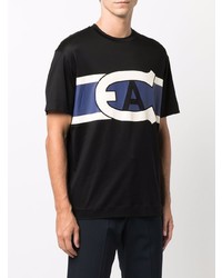 schwarzes bedrucktes T-Shirt mit einem Rundhalsausschnitt von Emporio Armani