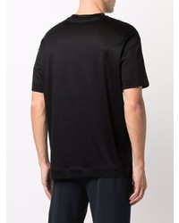 schwarzes bedrucktes T-Shirt mit einem Rundhalsausschnitt von Emporio Armani