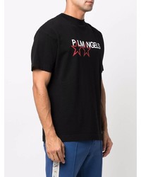 schwarzes bedrucktes T-Shirt mit einem Rundhalsausschnitt von Palm Angels