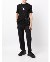 schwarzes bedrucktes T-Shirt mit einem Rundhalsausschnitt von Armani Exchange