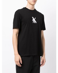 schwarzes bedrucktes T-Shirt mit einem Rundhalsausschnitt von Armani Exchange