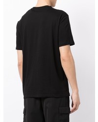 schwarzes bedrucktes T-Shirt mit einem Rundhalsausschnitt von Armani Exchange