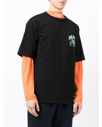 schwarzes bedrucktes T-Shirt mit einem Rundhalsausschnitt von BAPE BLACK *A BATHING APE®