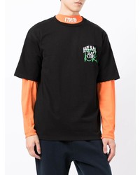 schwarzes bedrucktes T-Shirt mit einem Rundhalsausschnitt von BAPE BLACK *A BATHING APE®