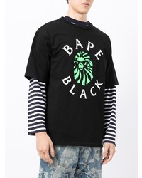 schwarzes bedrucktes T-Shirt mit einem Rundhalsausschnitt von BAPE BLACK *A BATHING APE®