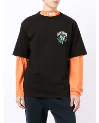 schwarzes bedrucktes T-Shirt mit einem Rundhalsausschnitt von BAPE BLACK *A BATHING APE®