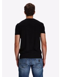 schwarzes bedrucktes T-Shirt mit einem Rundhalsausschnitt von Emporio Armani