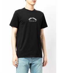 schwarzes bedrucktes T-Shirt mit einem Rundhalsausschnitt von Fred Perry