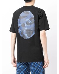 schwarzes bedrucktes T-Shirt mit einem Rundhalsausschnitt von A Bathing Ape