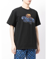 schwarzes bedrucktes T-Shirt mit einem Rundhalsausschnitt von A Bathing Ape