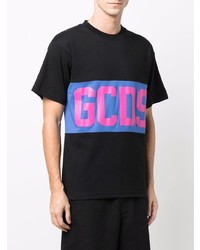 schwarzes bedrucktes T-Shirt mit einem Rundhalsausschnitt von Gcds