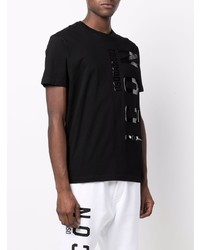 schwarzes bedrucktes T-Shirt mit einem Rundhalsausschnitt von DSQUARED2