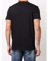 schwarzes bedrucktes T-Shirt mit einem Rundhalsausschnitt von DSQUARED2