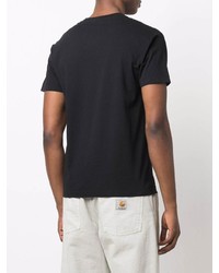 schwarzes bedrucktes T-Shirt mit einem Rundhalsausschnitt von Stone Island