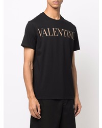 schwarzes bedrucktes T-Shirt mit einem Rundhalsausschnitt von Valentino