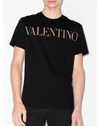 schwarzes bedrucktes T-Shirt mit einem Rundhalsausschnitt von Valentino