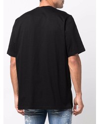 schwarzes bedrucktes T-Shirt mit einem Rundhalsausschnitt von DSQUARED2