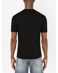 schwarzes bedrucktes T-Shirt mit einem Rundhalsausschnitt von Dolce & Gabbana