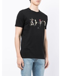 schwarzes bedrucktes T-Shirt mit einem Rundhalsausschnitt von PS Paul Smith