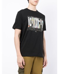 schwarzes bedrucktes T-Shirt mit einem Rundhalsausschnitt von PS Paul Smith