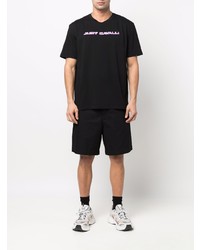 schwarzes bedrucktes T-Shirt mit einem Rundhalsausschnitt von Just Cavalli