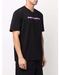 schwarzes bedrucktes T-Shirt mit einem Rundhalsausschnitt von Just Cavalli